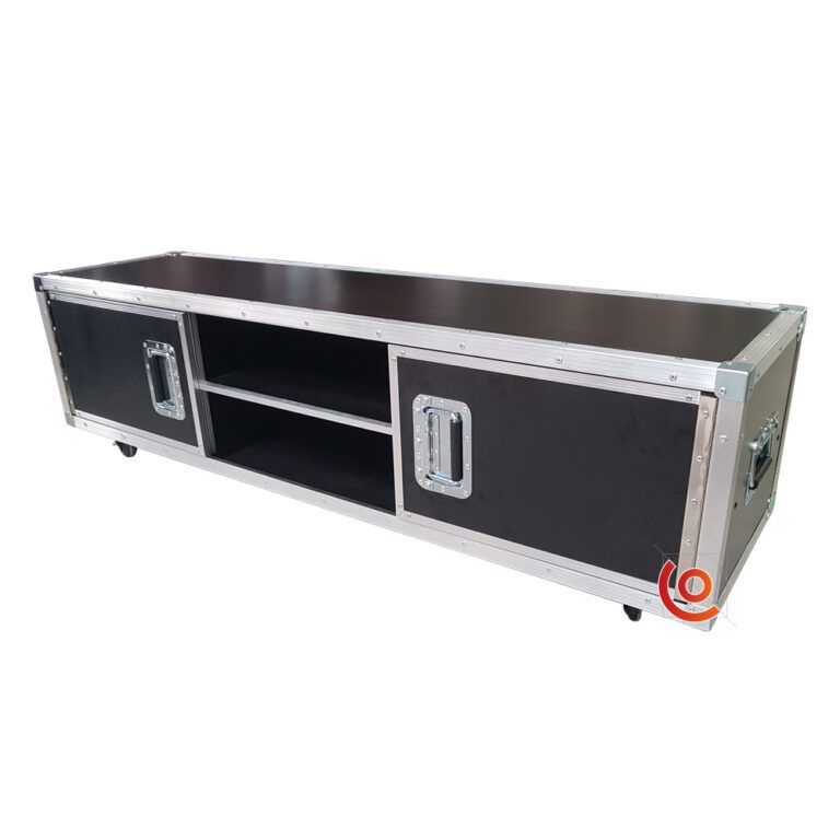 flight case intérieur maison meuble de télévision grand modèle marron